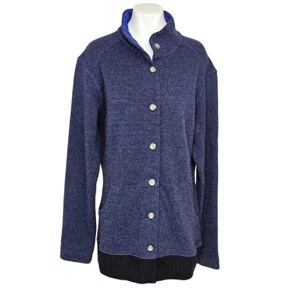 Mountain Hardwear Women's Button Front Wool Blend Jacket Size  XL Blue Marled